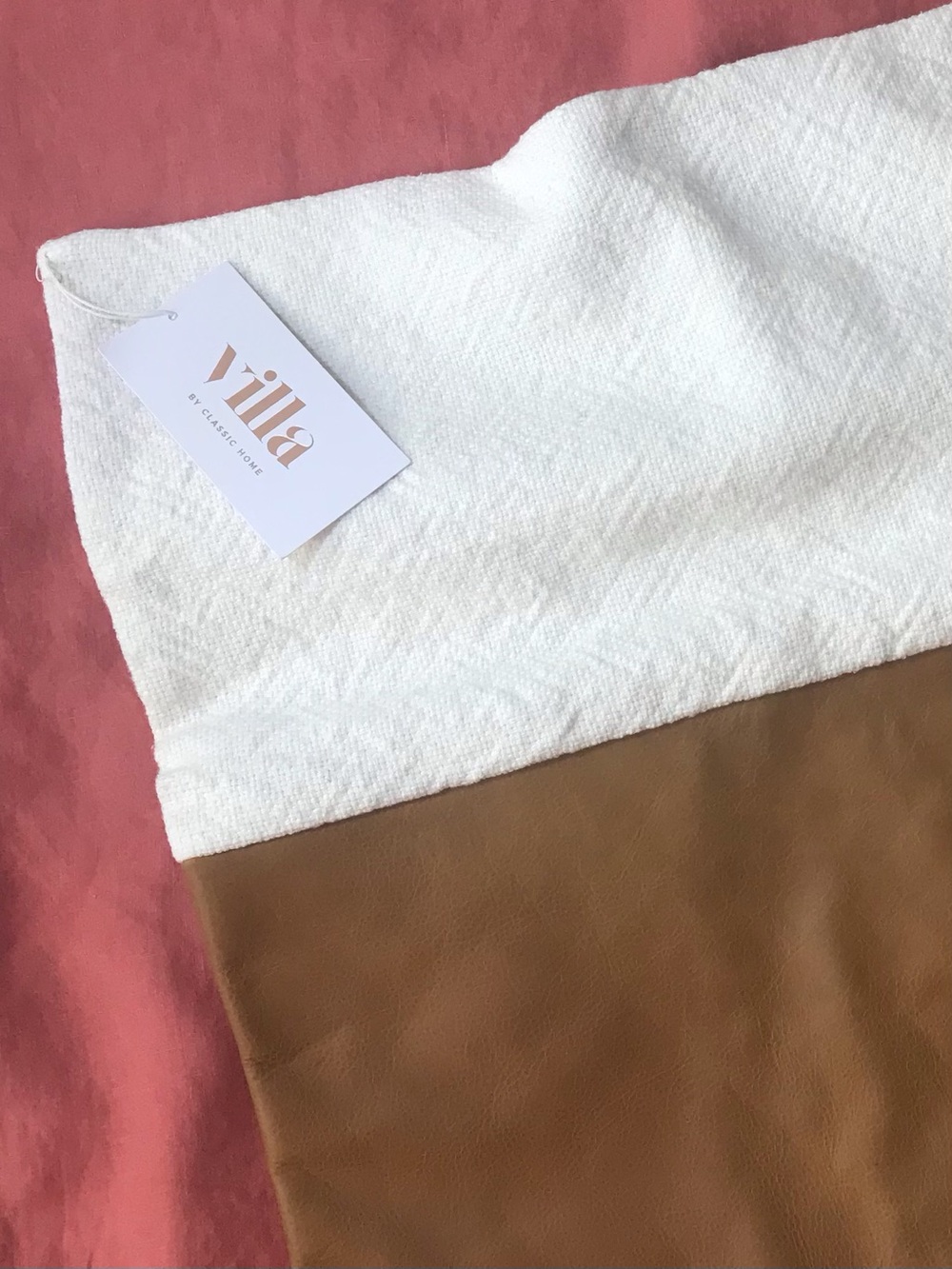 LEATHER/cotton pillow cover NWT